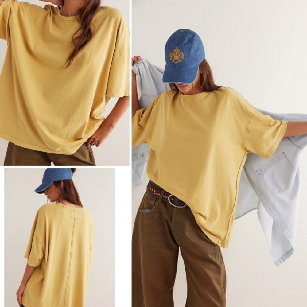 Free People Devon Tee Pampas Yellow XS NWT - Picture 1 of 7